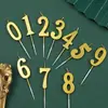Pacote com 50 Velas Douradas com Números para Decoração de Bolo de Aniversário, Enfeites para Mesa de Sobremesa de Festa de Primeiro Aniversário Infantil