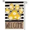 Bandeira de Jardim Cruzada Nova Primavera e Verão Linho Dupla Face Estampa Floral Borboleta Gato Bandeira Decorativa Externa para Jardim