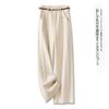 Pantalones de lana nuevos para mujer, de pierna ancha, ajustados, de cintura alta y rectos, informales, holgados, de otoño e invierno de 2024