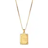 Al por mayor transfronterizo Collar con colgante cuadrado personalizado de marca Doce constelaciones para mujer Cadena de clavícula versátil de aleación retro de alta gama