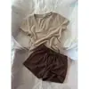 Pijama Retro Americano de Manga Curta para Mulheres, Novidades de Verão, Shorts Macios e Confortáveis, Conjunto para Usar em Casa, Tamanho Grande, Pode Ser Usado ao Ar Livre