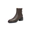 Botas Chelsea Super Macias com Padrão de Elefante, Couro Caprino de Primeira Camada, Inverno 2025, Salto Médio Grosso, Roupas de Trabalho Versáteis, Bico Redondo, Botas Curtas de Couro Genuíno para Mulheres