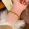Pulseira de contas com pingente de amuleto da sorte de moeda estilo chinês, sensação vintage de nicho de alta qualidade, acessório de mão moderno e simples
