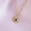 Colar Pingente Girassol Dopamina Barbie Retrô Europeu e Americano Latão Ouro Real Espessado Galvanizado Zircônia Micro-incrustada