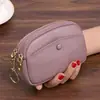 Bolso de Mano de Cuero Artificial PU de Alta Calidad Billetera para Monedas Doble Capa Llavero para Mujer Estilo Coreano Simple Bolso Pequeño para Mamá Lindo Bolsillo para Monedas