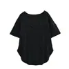 Camiseta de Manga Curta com Decote V e Barra Curva Estilo Relaxado Verão Nova Moda Top Meio-Comprimento Solto Emagrecedor Camisa Feminina