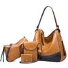 Bolso de mujer portátil de combinación de colores simple, moderno, de gran capacidad, conjunto de cuatro piezas, nuevo bolso cruzado de un solo hombro europeo y americano, suave, para madre e hijo