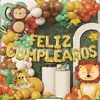 Decorações para Festa de Aniversário com Tema Mundo Animal Arranjo de Parede de Fundo para Festa Infantil Pôster de Dinossauro Conjunto de Balões