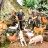 Granja de Animales de Corral Simulada Ranch Granja Muñeca Señora Carrito Set de Adornos Decoración de Mesa de Arena Accesorios Cognición Infantil