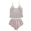 Conjunto de Pijama de Tirantes con Shorts Traje de Casa Satín Seda Antiestático Duradero Estándar UE Color Ecológico