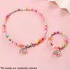 Set de Joyería de Sirena Estilo Europeo y Americano Transfronterizo, Collar de Cuentas Acrílicas de Sirena Colorido, Pulsera, Set de Joyería para Niñas