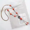 La paz es Fu moda nacional vintage collar de cerámica de Jingdezhen femenino candado de longevidad cadena clavicular colgante artístico cadena clavicular
