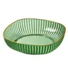 Plato de Fruta Nuevo Plato de Fruta Seca para Mascotas Plato de Dulces para Sala de Estar Mesa de Café de Lujo Ligero con Borde Dorado Plato de Fruta Transparente Plato de Frutas y Verduras para el Hogar