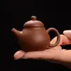 Mango de tetera de punta de dedo pieza de arena púrpura tetera pequeña olla de punta de dedo juego de té de kung fu té exquisito para los dedos mesa de té mini