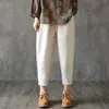 Pantalones de Algodón y Lino para Mujer Verano 2025 Nuevos Pantalones de Lino Sueltos Ajustados Pantalones de Salón Estilo Coreano Acortados Casuales Pantalones de Zanahoria