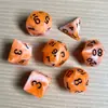 Juego de Dados Poliedros D&D con Patrón de Mármol, Color Mixto Transparente D4D6D8D10D12D20 Caras, Coc, Juego de Mesa, Juego de Siete Piezas