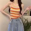 Camisola Listrada Hot Girl Roupa Íntima Modeladora Feminina Verão Novo Top Tricotado Slim Curto Sem Mangas