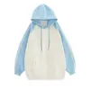 Sudadera con Capucha de Algodón Compuesto de Seda de Leche Rayada de Manga Raglán para Hombre Nueva de Otoño 2024 Moda Casual Tendencia para Hombres y Mujeres