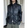 Louvre Primavera Cedo Novo Estilo Coreano Estilo Old Money Moda Jaqueta de Couro PU com Gola Grande Silhueta Solta Top para Mulheres