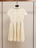 Ropa de Mujer de Gama Alta Shenzhen Nanyou Primavera y Verano Nuevo Estilo Coreano Dulce Solapa Manga Corta Vestido Plisado con Perlas Chanel