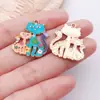Impresión de Gota de Aceite Transfronteriza Lindo Gato Dibujo Animado Animal Colgante DIY Pulsera Collar Llavero Accesorios de Joyería