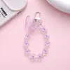 Cuentas como Joyería Nuevo Brillante Flor Pequeña con Cuentas Láser Mariposa Llavero Cabeza de Niña Funda para Auriculares Cadena de Cuentas Colorida Decorativa