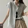 Camisa Simples de Manga Curta de Verão de Alta Qualidade 2026, Conjunto Francês para o Trabalho Estilo Coreano, Top Sem Manga com Mangas Leves e um Visual Sofisticado