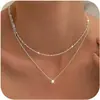 Amazon Nicho Colar de Zircônia Cúbica de Camada Dupla Design de Onda d'Água Colar Luxo Leve Simples Versátil Colar Não