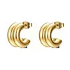 Pendientes de Acero Inoxidable Europeos y Americanos Nuevos Moda Sentido del Diseño de Nicho Doble Capa Forma de C Pendiente de Perno Letra Dorada Pendiente para Mujer Venta al por Mayor