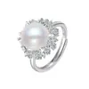 Anillo de Plata de Ley S925 Estilo Nuevo Europeo y Americano para Mujer, Perla de Concha Blanca Australiana, Accesorios DIY, Engaste de Anillo de Plata