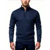 Suéter de punto para hombre con cuello alto y media cremallera para otoño e invierno, camiseta interior cálida con forro polar, chaqueta suéter casual para hombre