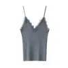 Nuevo 100% Alta Calidad Lana Imitación Tirantes Ajustables Adorno de Encaje Hermosa Espalda Camisola Camisola Francesa Cuello en V