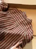 Muy recomendado: Camisa vintage de rayas rojas con cuello para mujer, estilo old money, nueva otoño 2026, camisa de mujer de corte holgado