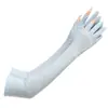 Manga helada de protección solar para hombres y mujeres, primavera y verano, guantes de seda de hielo, protector de brazo solar, para conducir, montar, fina, con dos dedos descubiertos