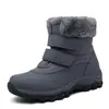 Sapatos Femininos de Tamanho Grande Transfronteiriços Outono e Inverno Femininos de Cano Alto com Algodão Peluciado Botas de Neve Espessadas Sapatos para Mãe Idosa Preto