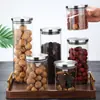 Potes de Vidro Transparente para Armazenamento com Tampas de Aço Inoxidável, Potes Selados para Armazenar Grãos, Doces e Chá de Flores, Disponíveis em Vários Tamanhos, Venda Direta