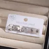 Pendientes de botón de acero inoxidable con forma de flor y corazón de circonita, estilo coreano japonés simple, pendientes de botón con combinación geométrica de corazón, conjunto ins