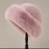 Sombrero tipo cubo mongol con protección para las orejas de terciopelo para otoño e invierno, bufanda para la cabeza con ala enrollada para mujer, sombrero de felpa grueso y a prueba de viento, cálido para el frío