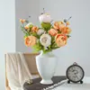 Flor Artificial Peônia Estilo Europeu Fio Central 13 Cabeças Decoração de Casa Flor de Peônia Dia dos Namorados Rosa Casamento Flor Artificial de Mão