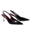Zapatos de Tacón Alto con Tira Fina, Punta Fina, Apertura Baja, Talón Cerrado y Sandalias de Espalda Abierta, Estilo Transfronterizo Elegante y Sofisticado en Negro, con un Toque Francés de Alta Gama y Diseño Versátil