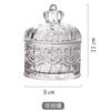 Pote de Vidro Cristal em Relevo Coroa Pote de Vidro Cristal para Café Pote de Doces com Tampa Pote de Armazenamento para Joias Cotonetes Frasco de Vidro