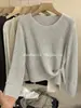 Suéter de Punto Suave Color Sólido Hueco Botón Lateral Cuello Redondo Estilo Coreano para Mujer, Nuevo Casual Holgado Manga Larga Otoño 2026