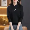 Suéter Engrosado de Cuello Cruzado para Mujer, Nuevo Estilo Otoño e Invierno, Elegante Prenda Interior para Mamás, Camiseta Básica de Punto de Alta Gama, Versátil
