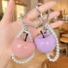 Llavero de Manzana de Resina con Cuentas Colgante Creativo de Fruta Estilo Miu Cadena para Colgar en Coche Bolsas Pulsera de Perlas Teléfono Móvil