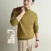 Suéter de tricô listrado gola alta masculina Yingao, suéter quente de outono e inverno, camisa básica de manga longa estilo old money masculino