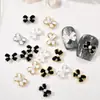 Celebridad de Internet Uñas de Arco Joyería Gota de Aceite Blanca y Negra Perla Lazo Pequeño Fragancia Pendientes de Perlas Barrocas Joyería