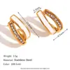 Pendientes exagerados retro de alta gama de nicho europeo y americano de acero inoxidable chapado en oro de 18 quilates con patrón de golpeo geométricos huecos para mujer
