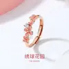 Anel Flor de Diamante Feminino Fresco e Doce Anel de Dedo com Pérola Artificial Moda Artística Esmalte Colorido com Gotejamento de Cola Anel Aberto