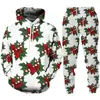 Conjunto de Moletom com Capuz e Calça de Moletom para Outono e Inverno de Natal, Venda Quente na Amazon, com Estampa 3D para Esportes Casuais