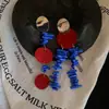 Pendientes Azules con Borlas Estilo Francés para Mujer, Largos y Atmosféricos, Pendientes Exagerados, de Nicho, Exquisitos, Versátiles y Elegantes Accesorios para Orejas